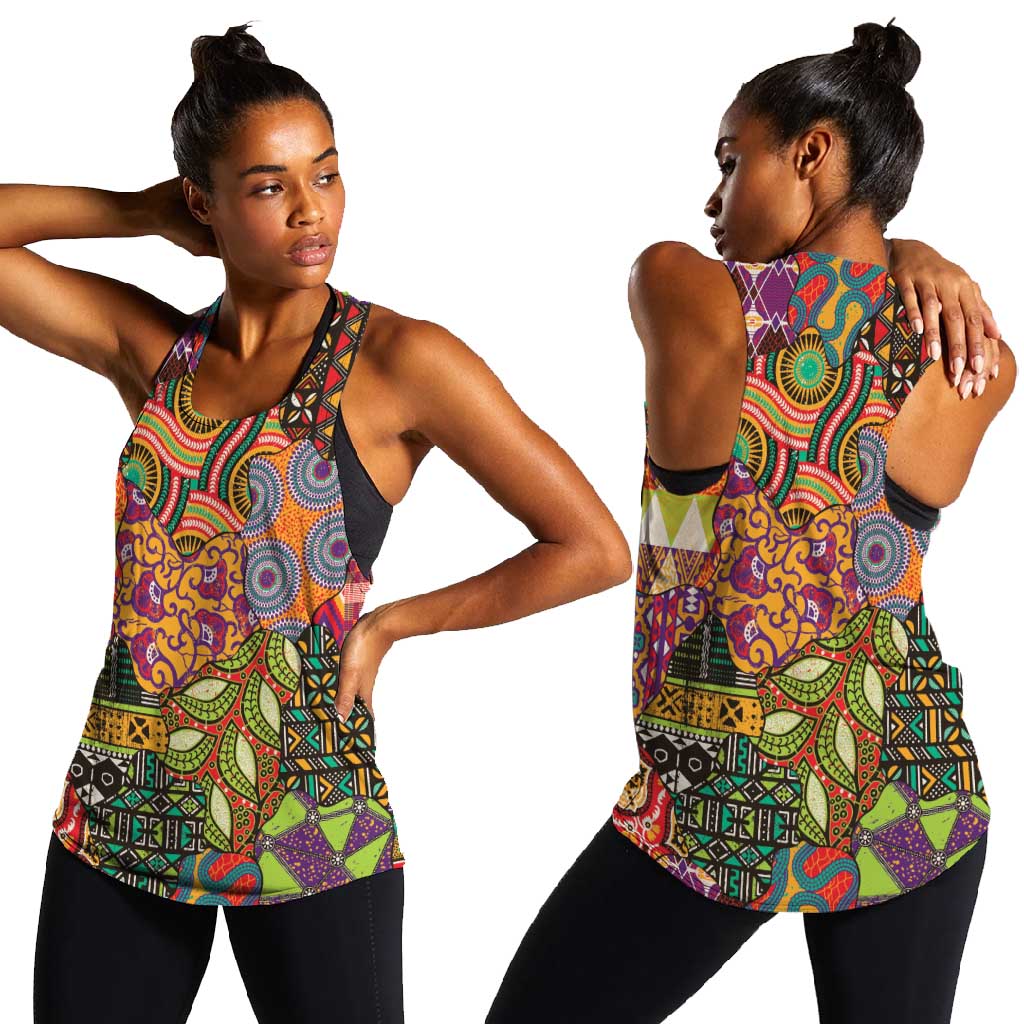 Traditional Ethnic African Vintage Motifs Women Racerback Tank