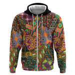 Traditional Ethnic African Vintage Motifs Zip Hoodie