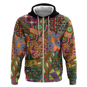 Traditional Ethnic African Vintage Motifs Zip Hoodie