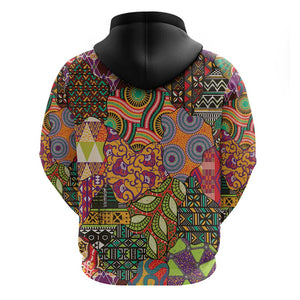 Traditional Ethnic African Vintage Motifs Zip Hoodie