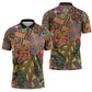 Traditional Ethnic African Vintage Motifs Zipper Polo Shirt