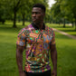 Traditional Ethnic African Vintage Motifs Zipper Polo Shirt
