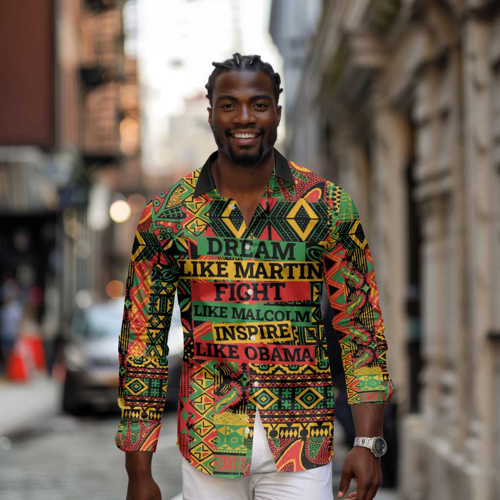 Black History Black Month Dream Like Long Sleeve Button Shirt