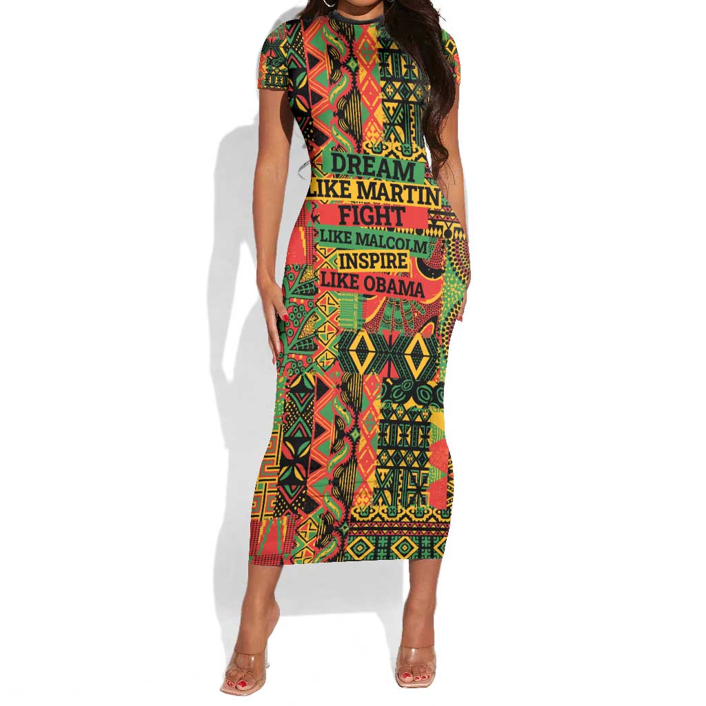 Black History Black Month Dream Like Short Sleeve Bodycon Dress LT9