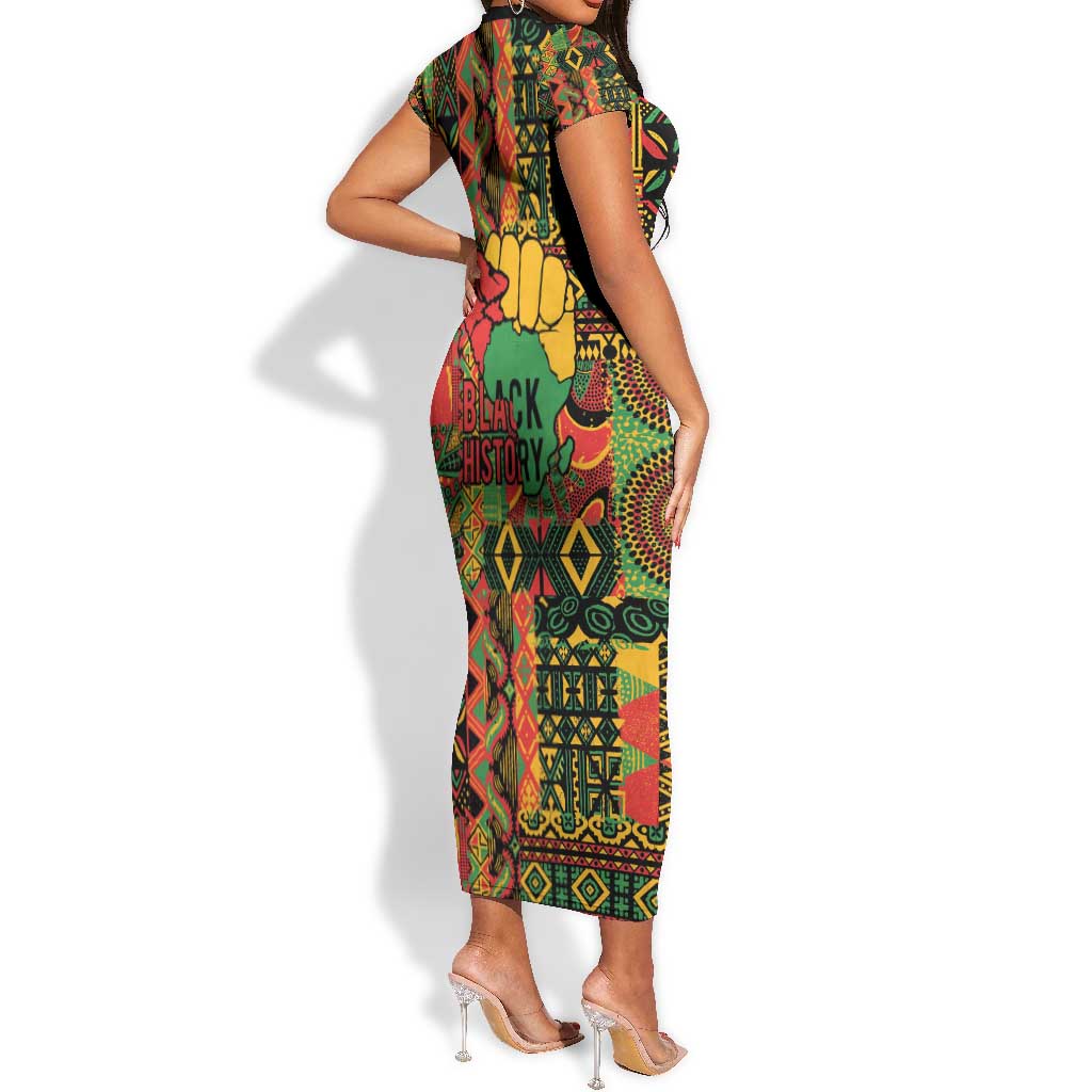 Black History Black Month Dream Like Short Sleeve Bodycon Dress LT9