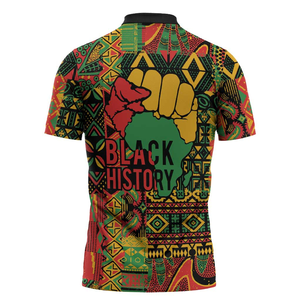 Black History Black Month Dream Like Zipper Polo Shirt