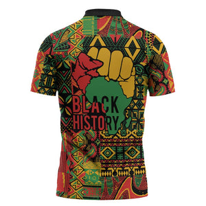 Black History Black Month Dream Like Zipper Polo Shirt