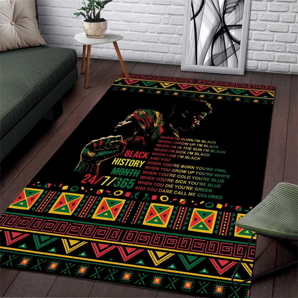 When I'm Born I'm Black Area Rug Black History Black Month