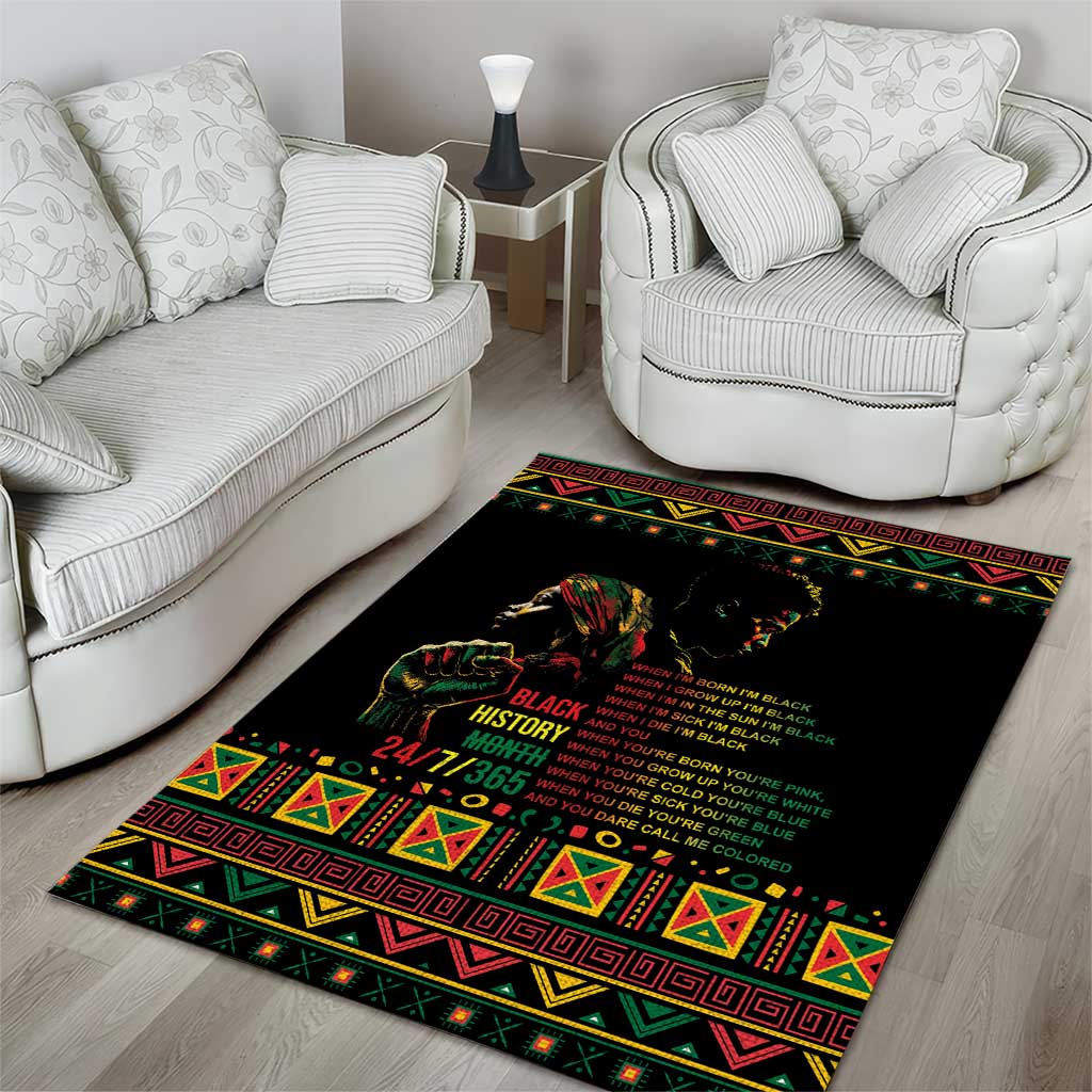 When I'm Born I'm Black Area Rug Black History Black Month