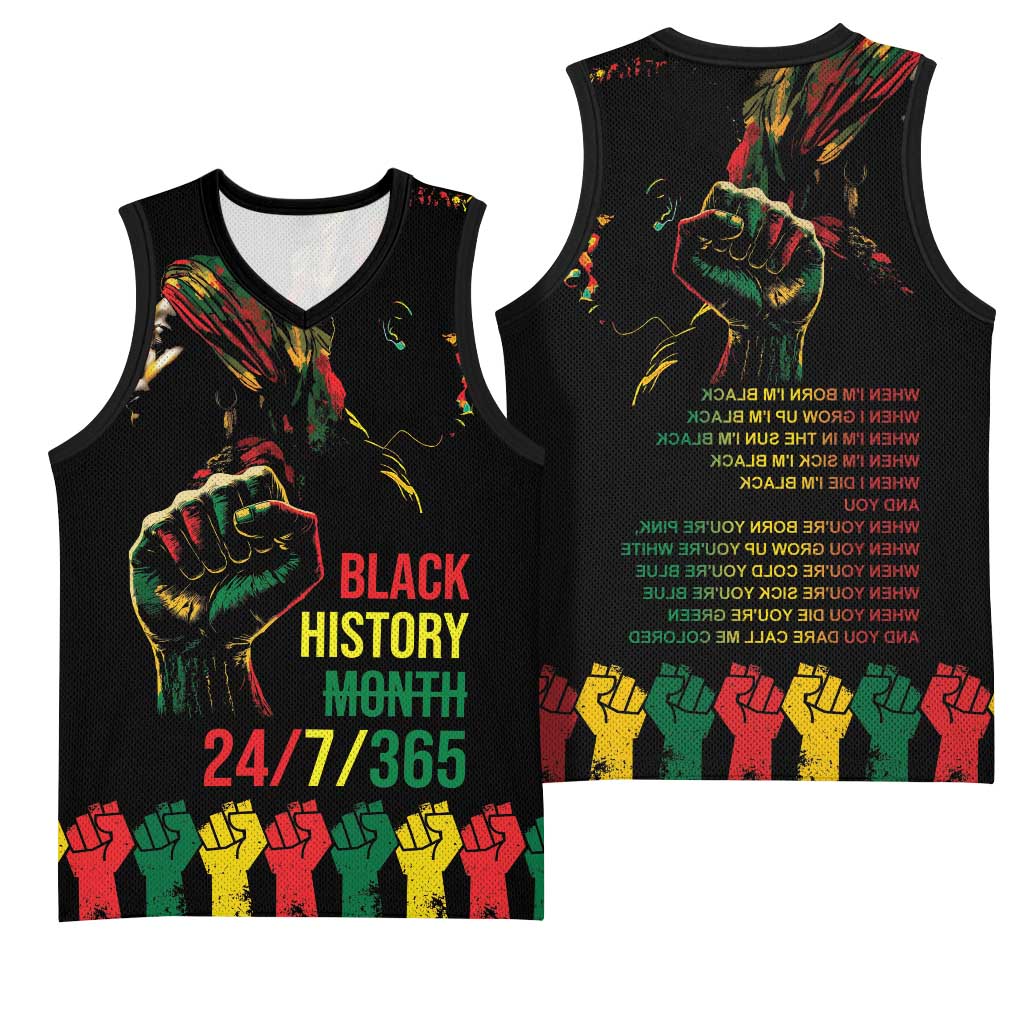 When I'm Born I'm Black Basketball Jersey Black History Black Month - African Pride
