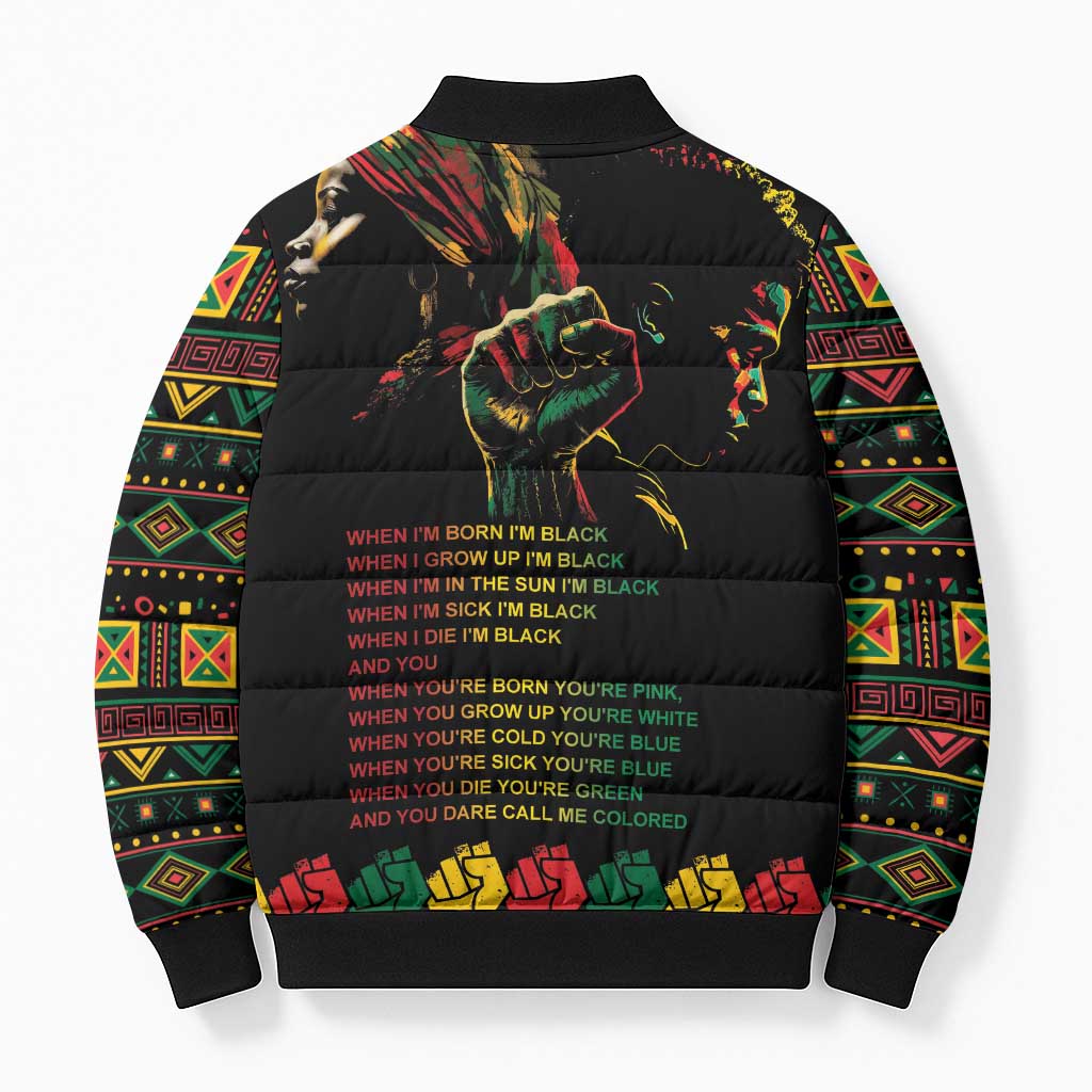 When I'm Born I'm Black Bomber Puffer Jacket Black History Black Month