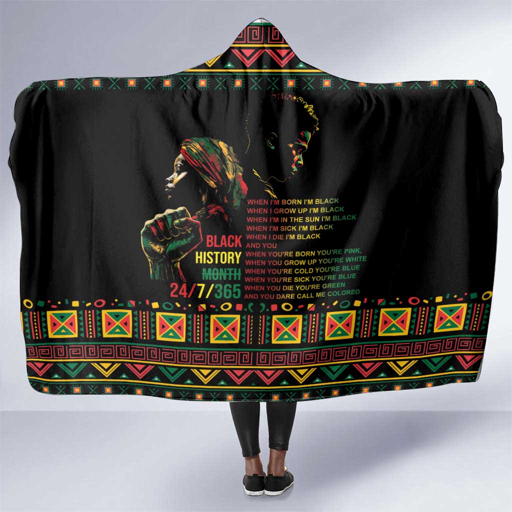 When I'm Born I'm Black Hooded Blanket Black History Black Month