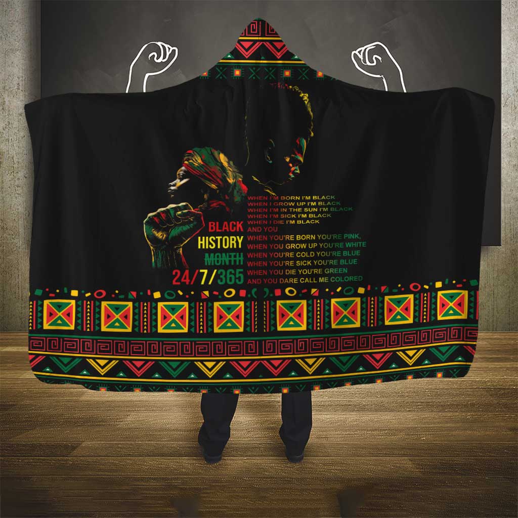 When I'm Born I'm Black Hooded Blanket Black History Black Month