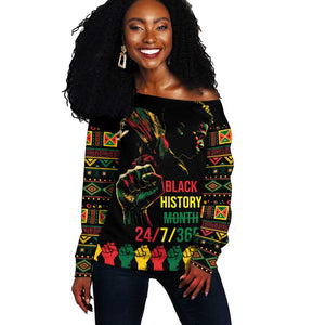When I'm Born I'm Black Off Shoulder Sweater Black History Black Month