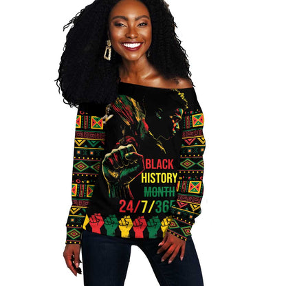When I'm Born I'm Black Off Shoulder Sweater Black History Black Month