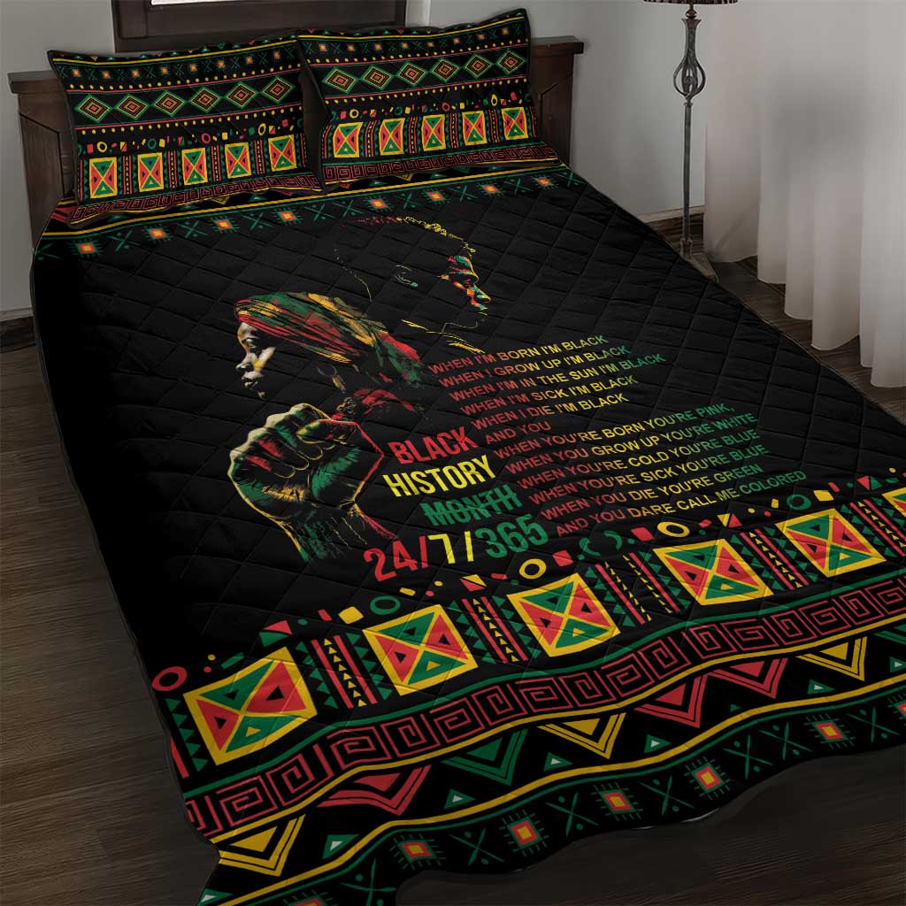 When I'm Born I'm Black Quilt Bed Set Black History Black Month
