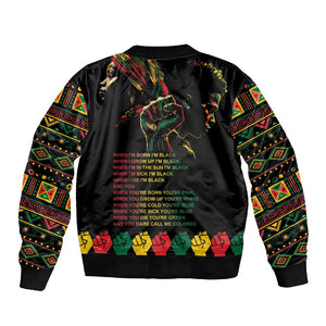 When I'm Born I'm Black Sleeve Zip Bomber Jacket Black History Black Month