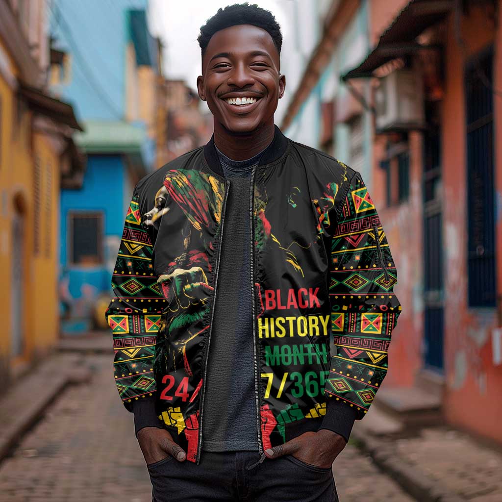 When I'm Born I'm Black Sleeve Zip Bomber Jacket Black History Black Month