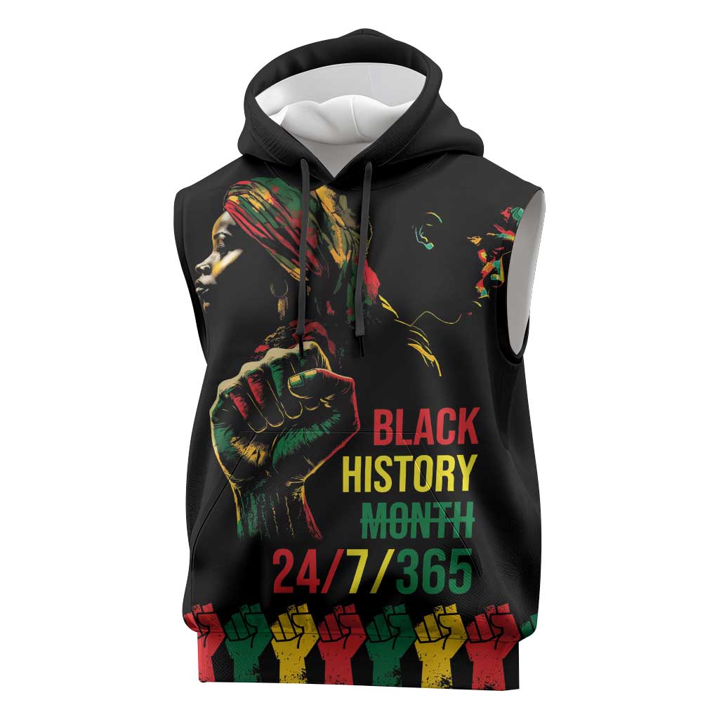 When I'm Born I'm Black Sleeveless Hoodie Black History Black Month - African Pride