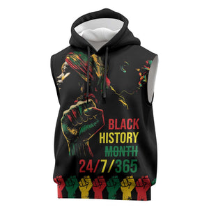 When I'm Born I'm Black Sleeveless Hoodie Black History Black Month - African Pride