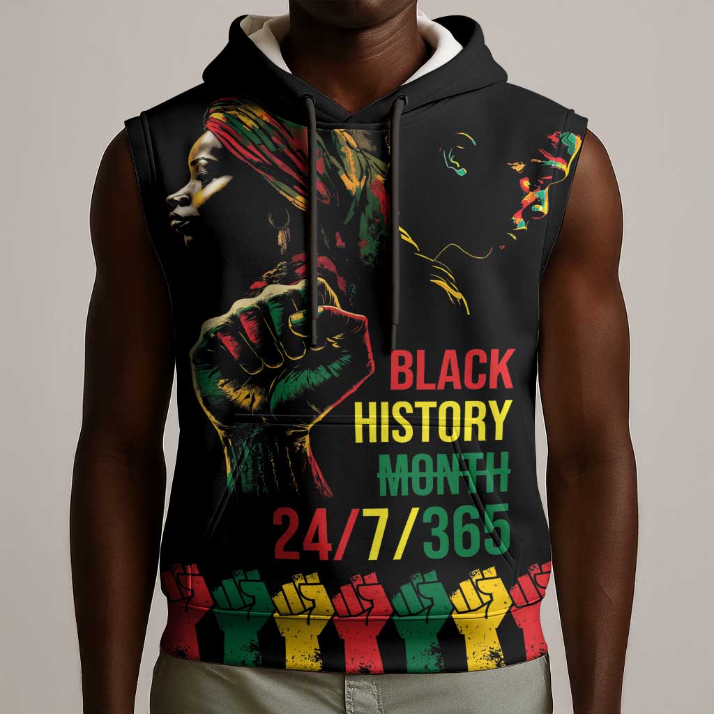 When I'm Born I'm Black Sleeveless Hoodie Black History Black Month - African Pride
