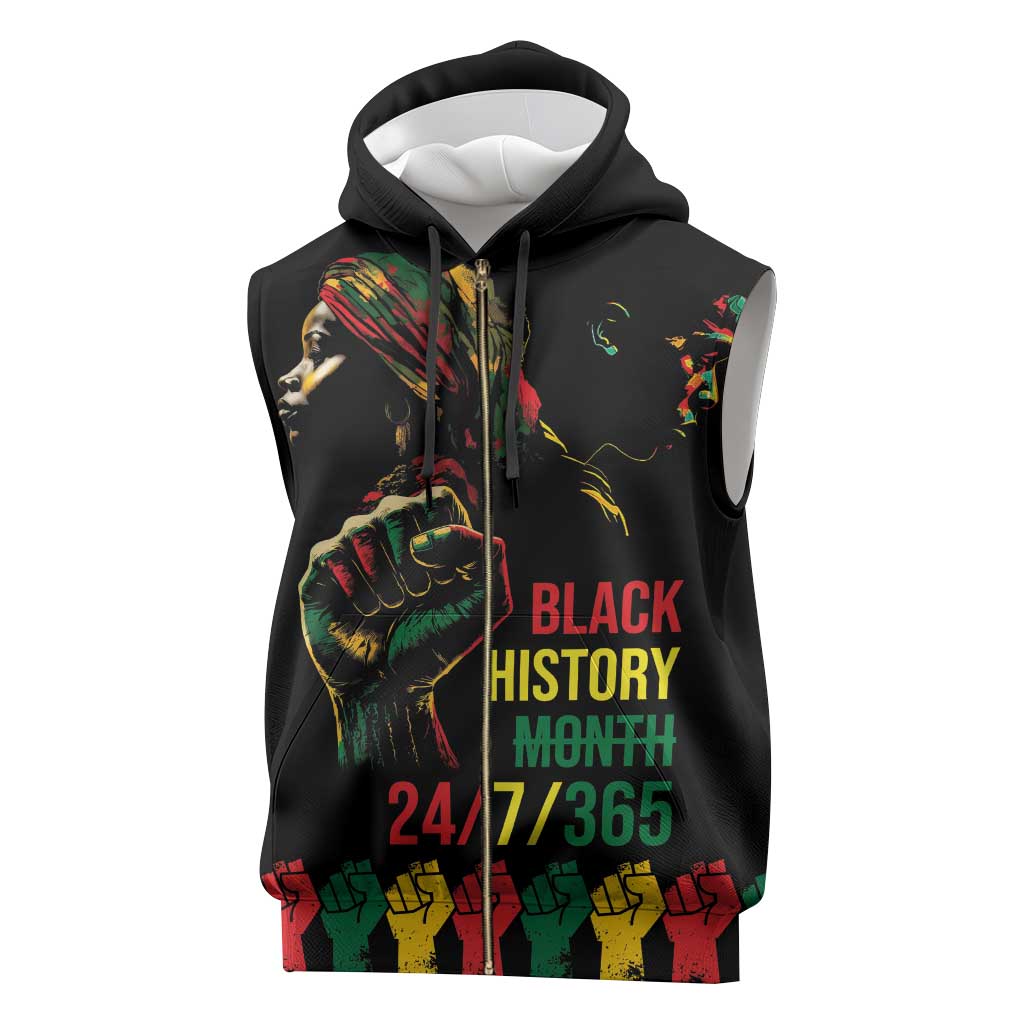 When I'm Born I'm Black Sleeveless Zip Hoodie Black History Black Month - African Pride