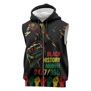 When I'm Born I'm Black Sleeveless Zip Hoodie Black History Black Month - African Pride