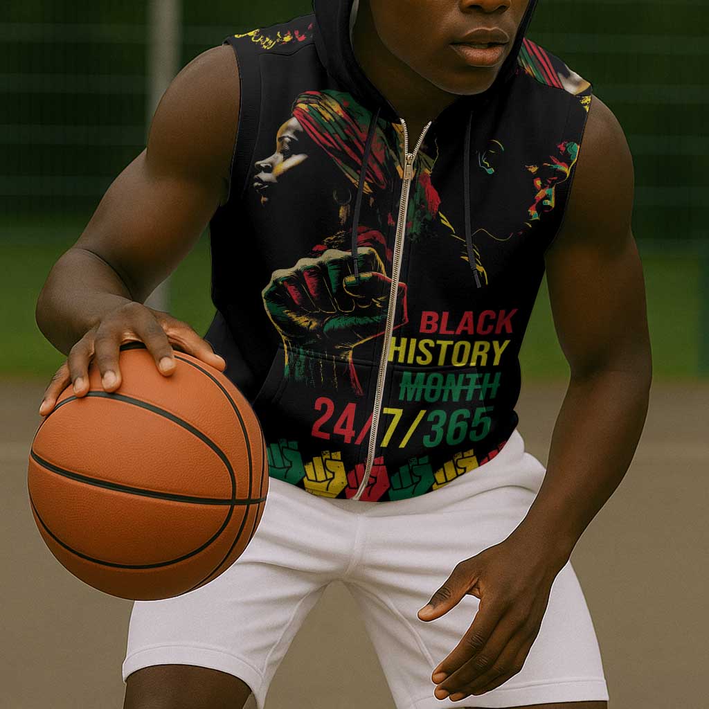 When I'm Born I'm Black Sleeveless Zip Hoodie Black History Black Month - African Pride