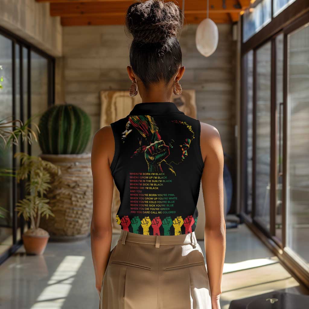When I'm Born I'm Black Women Sleeveless Polo Shirt Black History Black Month