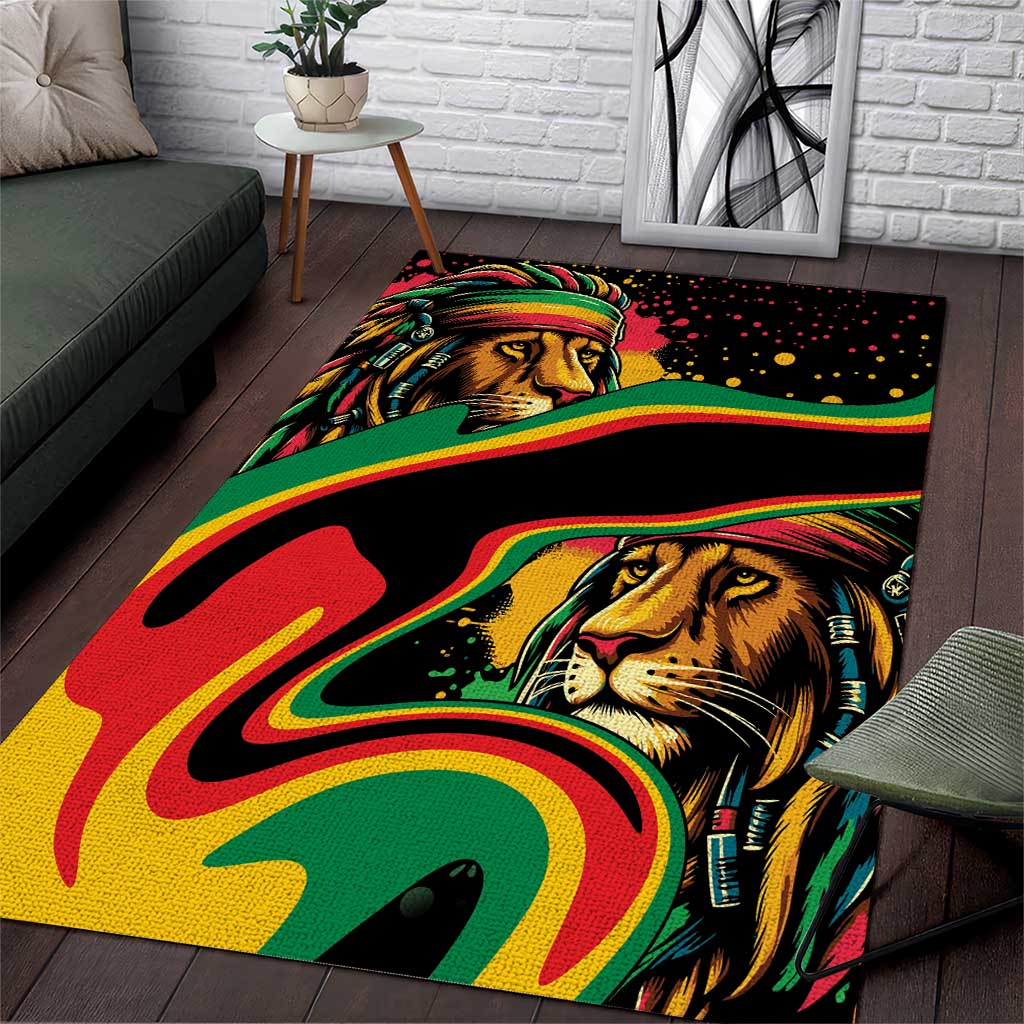 Rasist Rug Proud Afro-Jamaicans Rasta Lion Area Rug Reggae My Soul by AfricanPride