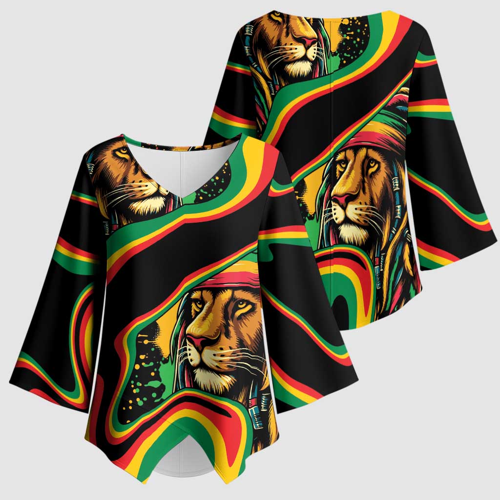 Proud Afro-Jamaicans Rasta Lion Kimono Sleeve Blouse Reggae My Soul