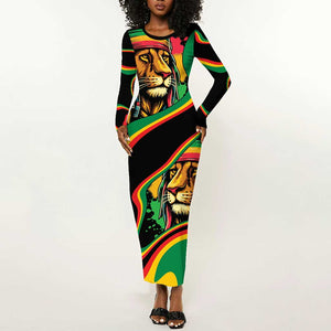 Proud Afro-Jamaicans Rasta Lion Long Sleeve Bodycon Dress Reggae My Soul LT9