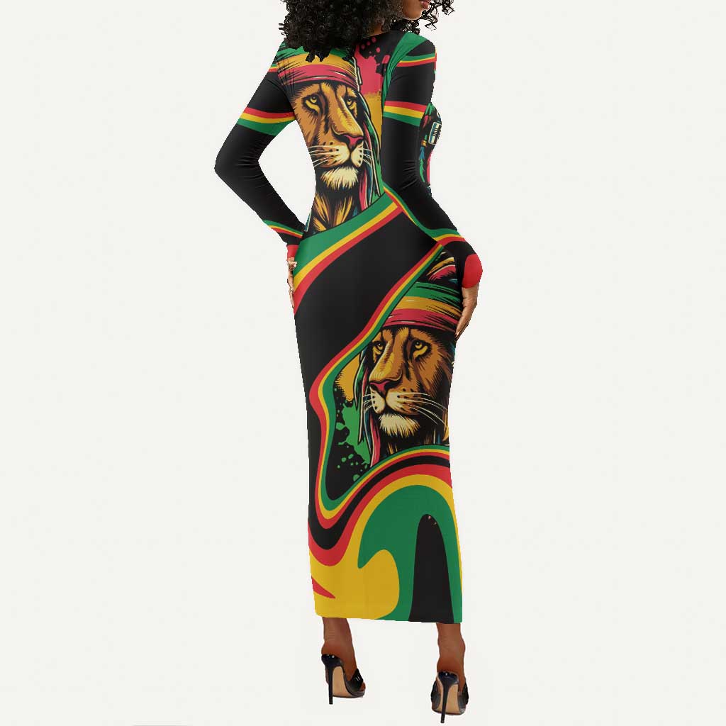 Proud Afro-Jamaicans Rasta Lion Long Sleeve Bodycon Dress Reggae My Soul LT9