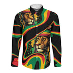 Proud Afro-Jamaicans Rasta Lion Long Sleeve Button Shirt Reggae My Soul