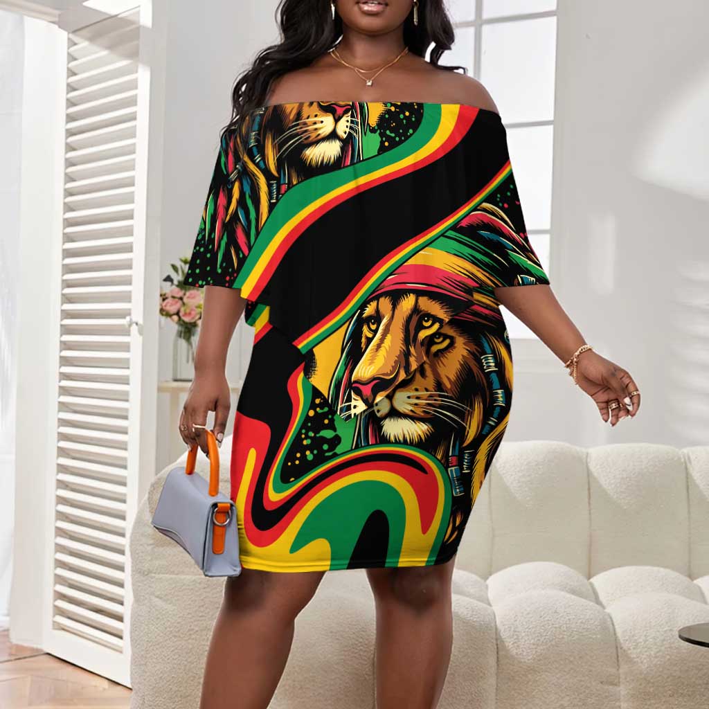 Proud Afro-Jamaicans Rasta Lion Off Shoulder Short Dress Reggae My Soul by  AfricanPride