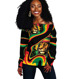 Proud Afro-Jamaicans Rasta Lion Off Shoulder Sweater Reggae My Soul