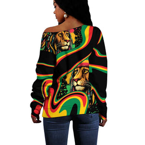 Proud Afro-Jamaicans Rasta Lion Off Shoulder Sweater Reggae My Soul