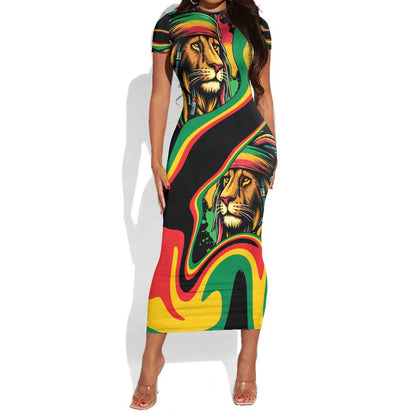 Proud Afro-Jamaicans Rasta Lion Short Sleeve Bodycon Dress Reggae My Soul LT9