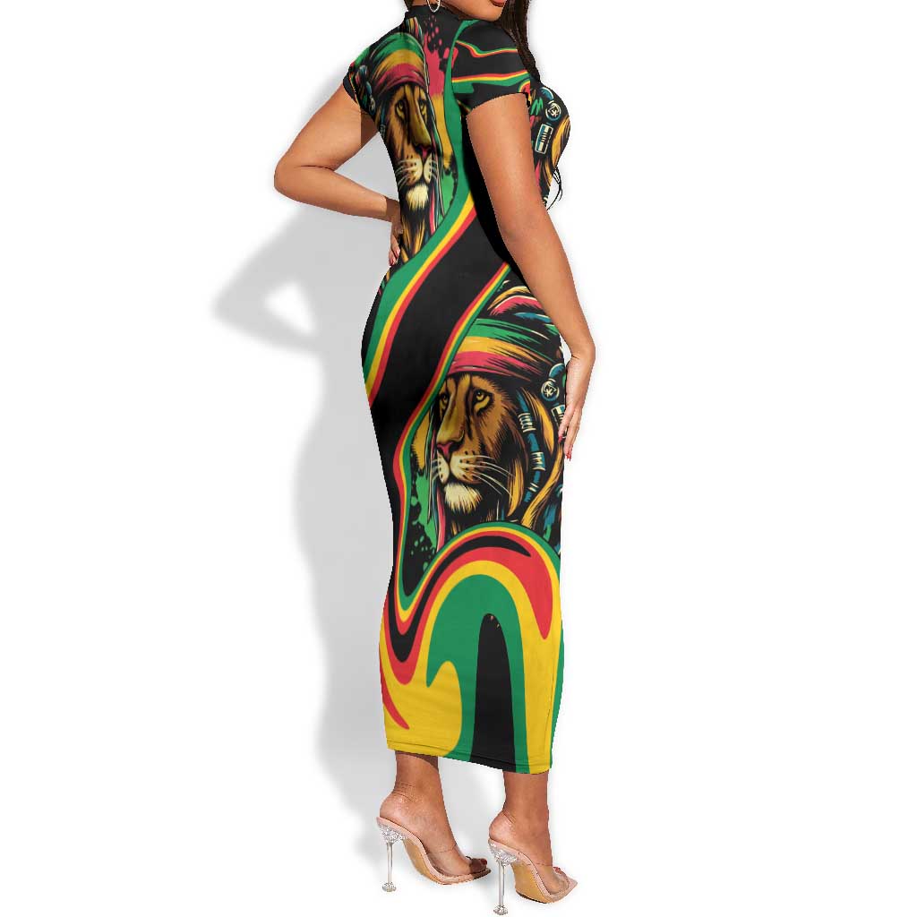 Proud Afro-Jamaicans Rasta Lion Short Sleeve Bodycon Dress Reggae My Soul LT9
