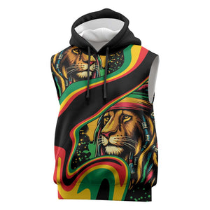 Proud Afro-Jamaicans Rasta Lion Sleeveless Hoodie Reggae My Soul - African Pride