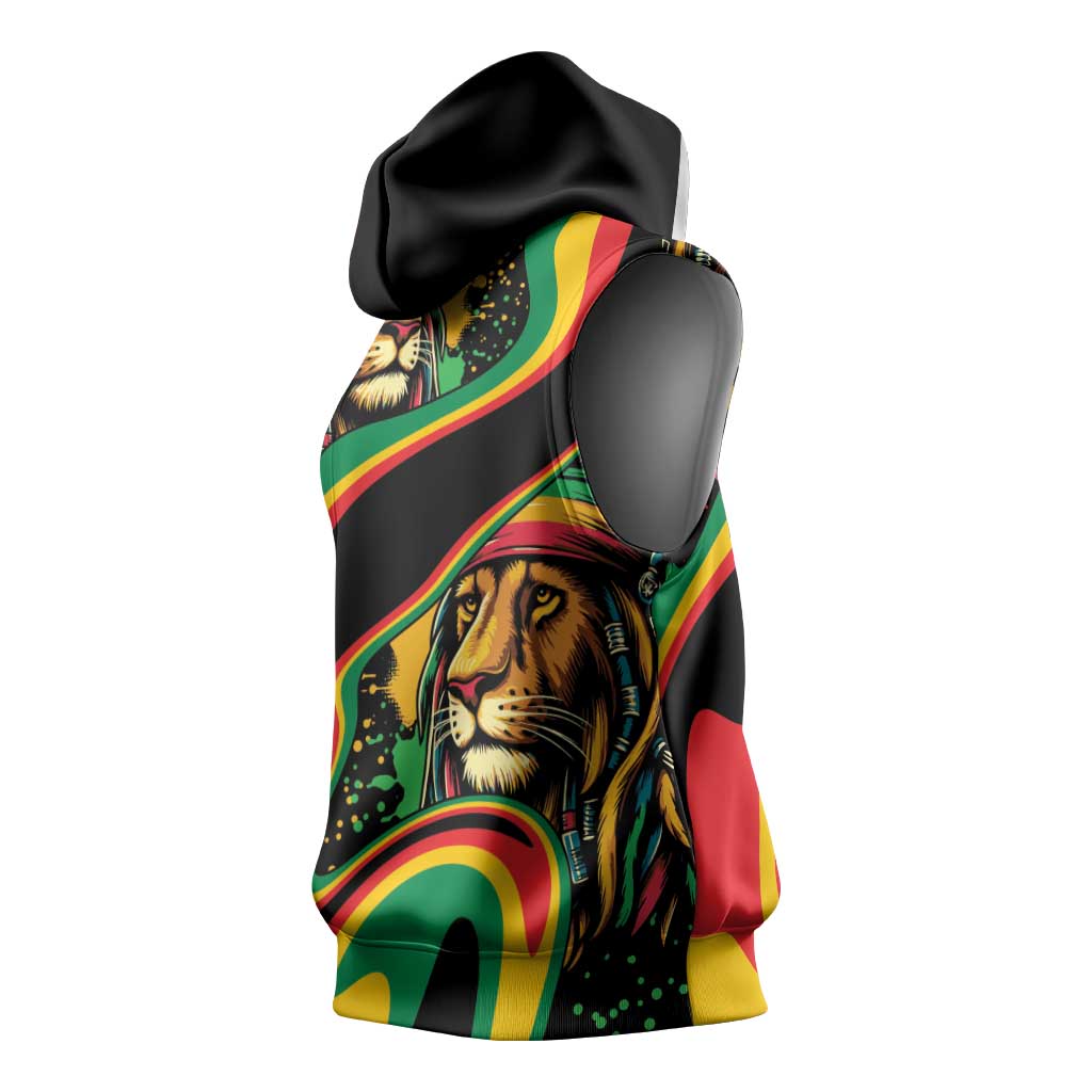 Proud Afro-Jamaicans Rasta Lion Sleeveless Hoodie Reggae My Soul - African Pride