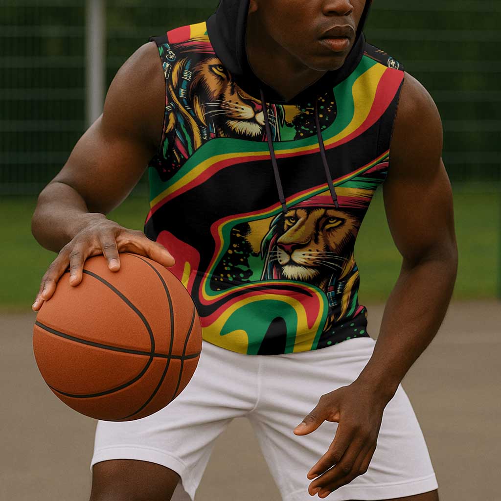 Proud Afro-Jamaicans Rasta Lion Sleeveless Hoodie Reggae My Soul - African Pride