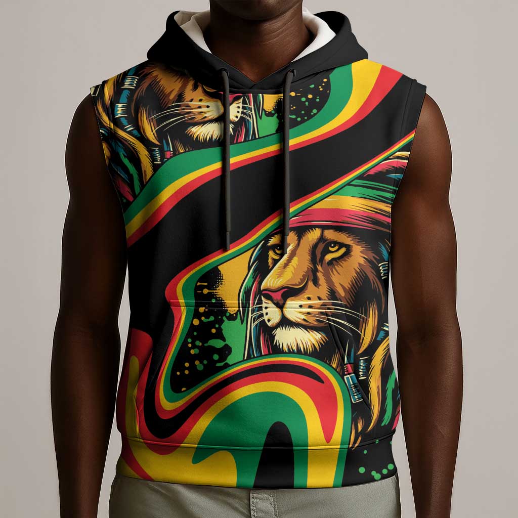 Proud Afro-Jamaicans Rasta Lion Sleeveless Hoodie Reggae My Soul - African Pride
