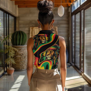 Proud Afro-Jamaicans Rasta Lion Women Sleeveless Polo Shirt Reggae My Soul