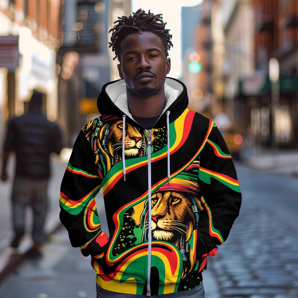 Proud Afro-Jamaicans Rasta Lion Zip Hoodie Reggae My Soul
