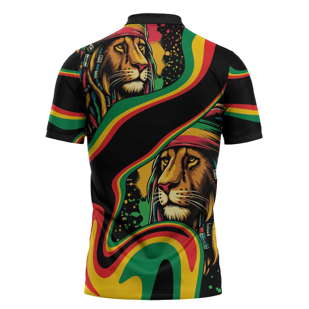 Proud Afro-Jamaicans Rasta Lion Zipper Polo Shirt Reggae My Soul