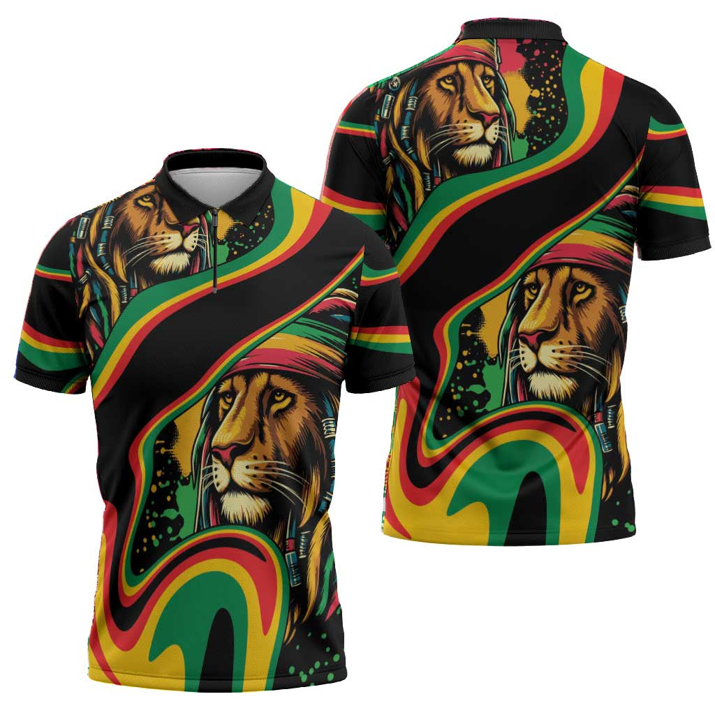 Proud Afro-Jamaicans Rasta Lion Zipper Polo Shirt Reggae My Soul