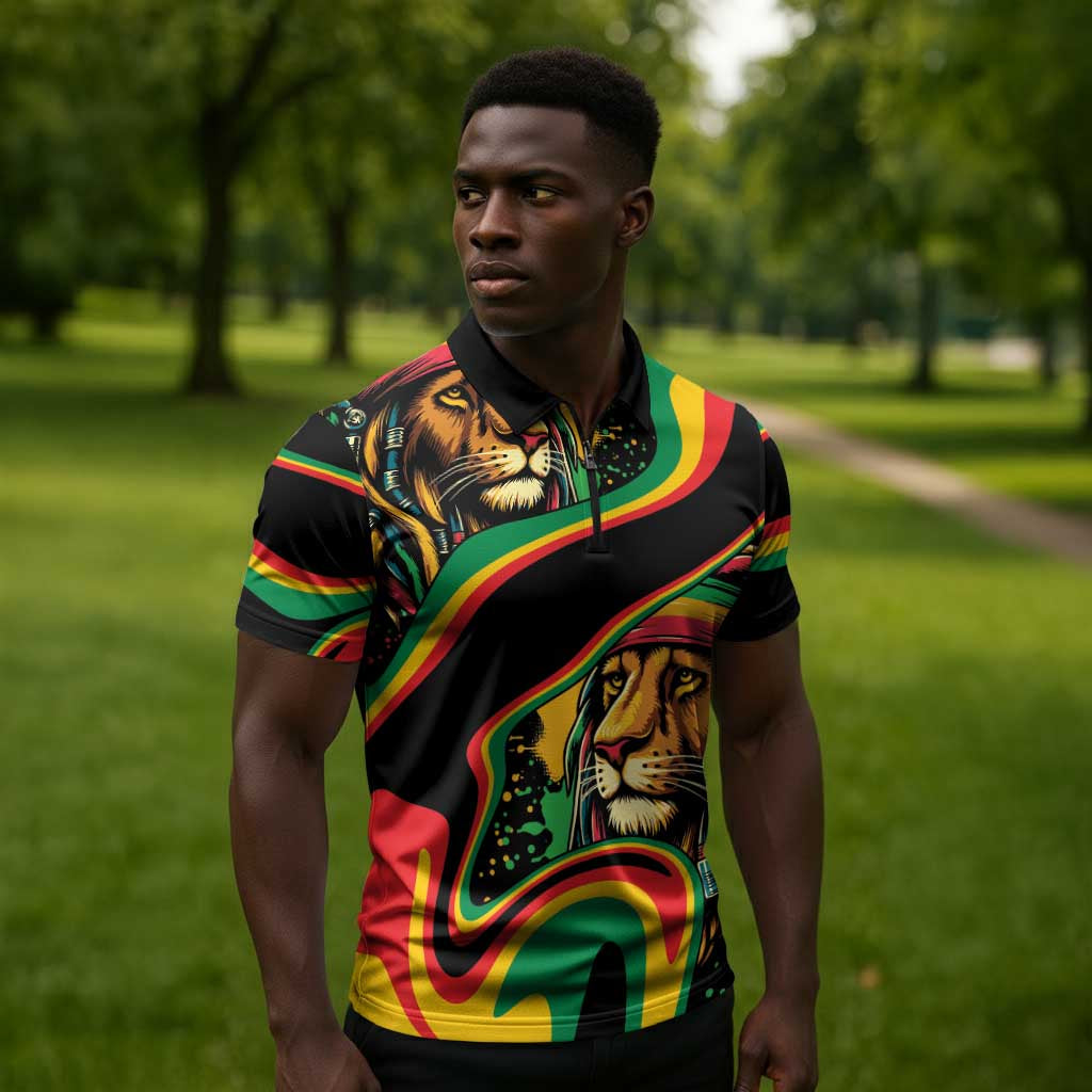 Proud Afro-Jamaicans Rasta Lion Zipper Polo Shirt Reggae My Soul