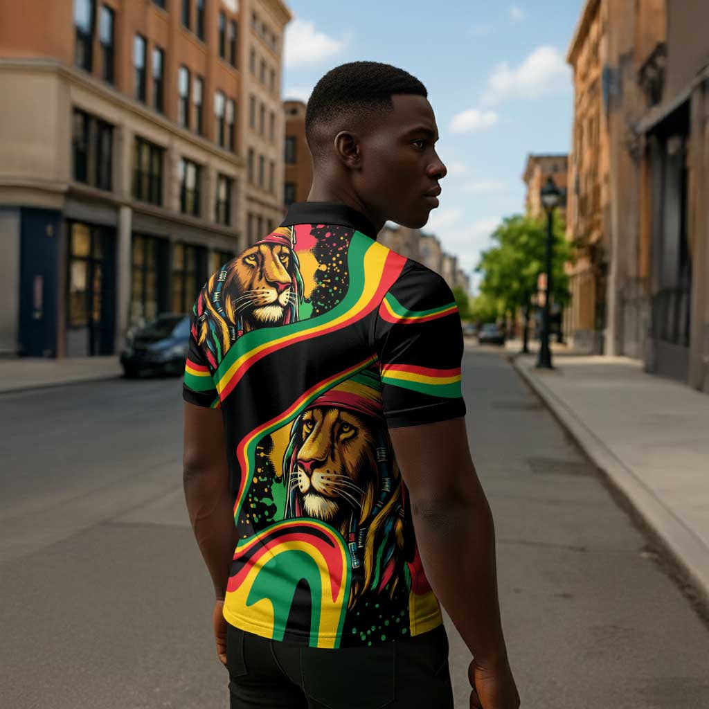 Proud Afro-Jamaicans Rasta Lion Zipper Polo Shirt Reggae My Soul