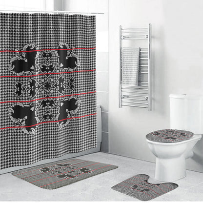 Charcoal Black Hearts Crown Traditional Geometry Bathroom Set Seanamarena Basotho Blanket Inspired